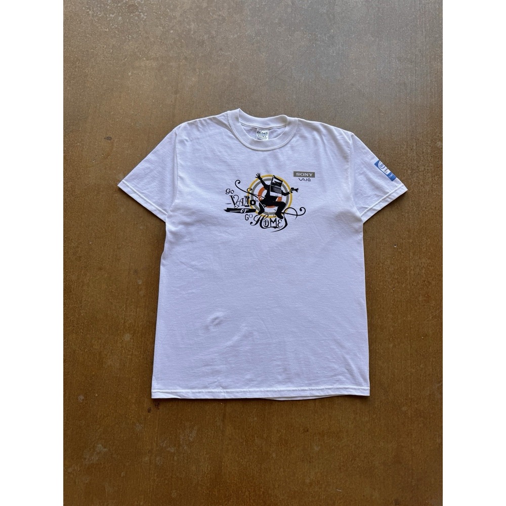 VTG 90s Intel Sony Software Go VAIO Or Go Home Skating Tech Promo T-Shirt (M)